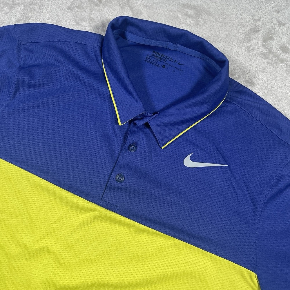 Nike Golf‎ Standard Fit Polo Shirt Mens L Short Sleeve Dri-Fit Blue Colorblock